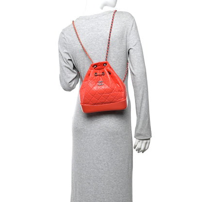 Chanel Aged Calfskin Quilted Small Gabrielle Backpack Orange 2 of 10