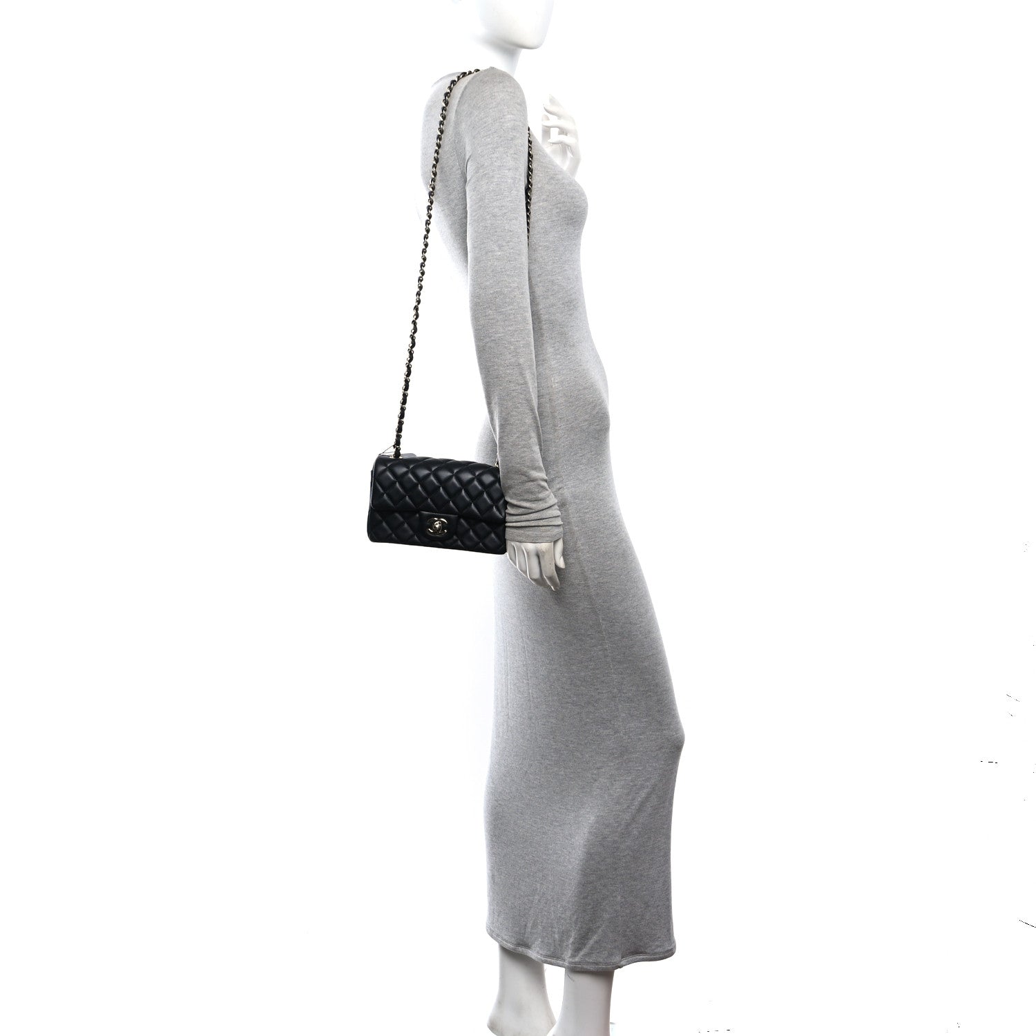 Chanel Lambskin Quilted Mini Rectangular Flap Black 2 of 11