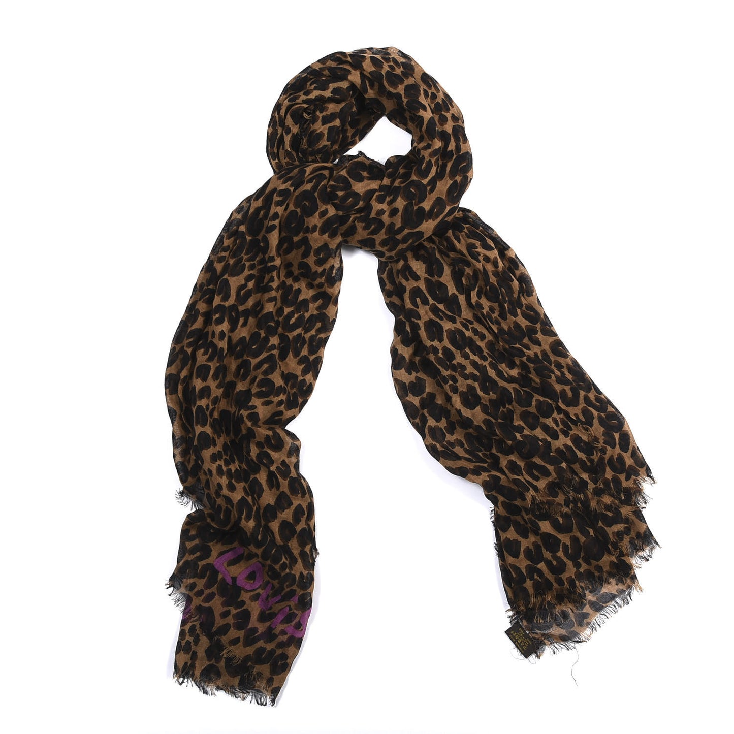 Cashmere Silk Leopard Etole Stole Marron