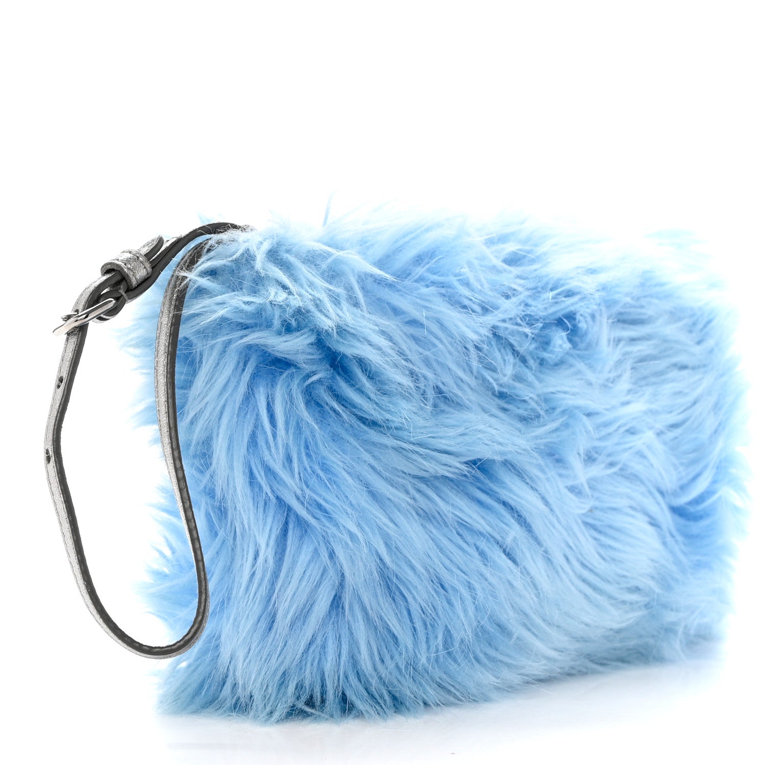 Prada Eco Pelliccia Faux Fur Wristlet Clutch Azzurro 3 of 8