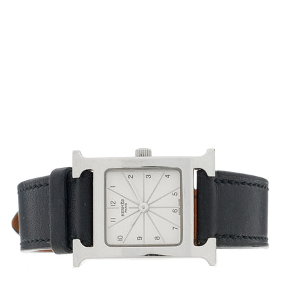 Hermes Stainless Steel Barenia 21mm Heure H Hour Quartz Watch Noir 2 of 4