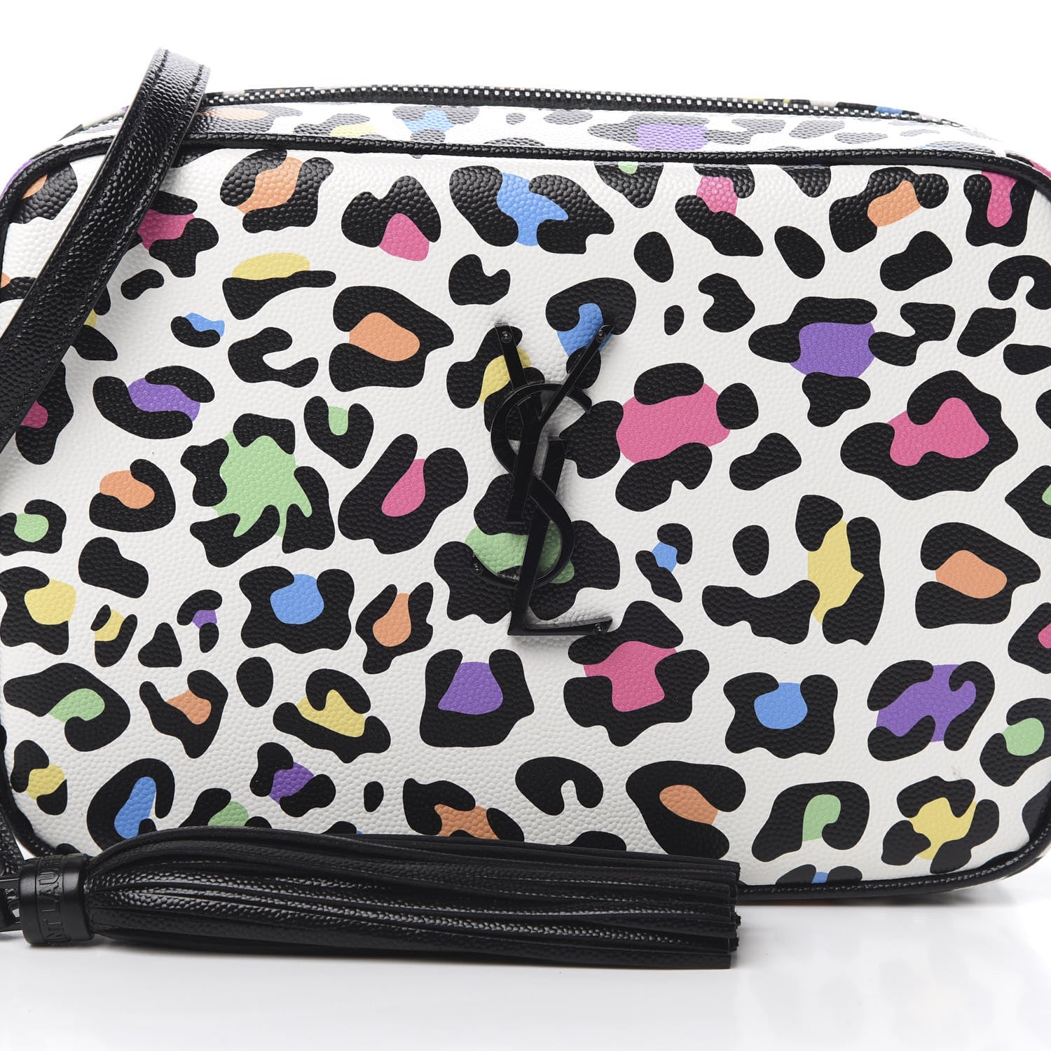 Saint Laurent Grain De Poudre Medium Classic Monogram Multicolor Leopard Print Camera Bag Black 9 of 11