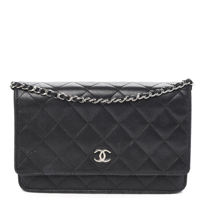 Chanel Lambskin Quilted Wallet On Chain WOC Black 1 of 10