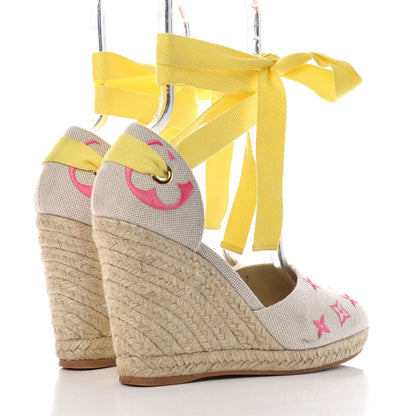 Louis Vuitton Canvas Monogram Starboard Wedge Espadrilles 39 Rose Pop 4 of 11