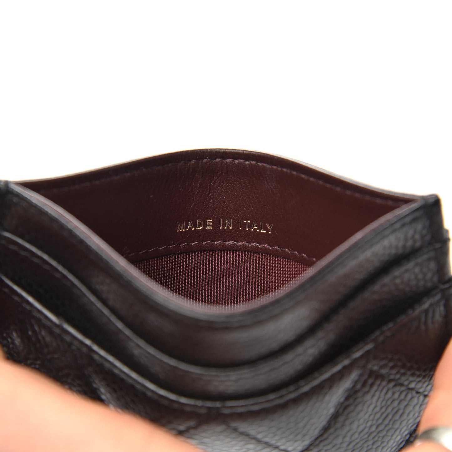 Caviar Quilted Card Holder Black