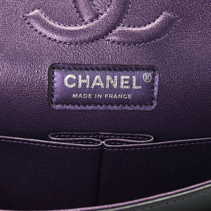 Chanel Iridescent Lambskin Quilted Medium Double Flap Dark Purple 6 of 9