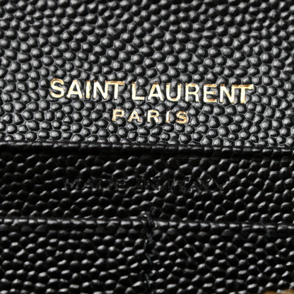 Saint Laurent Grain De Poudre Matelasse Chevron Monogram Flap Wallet Black 6 of 8