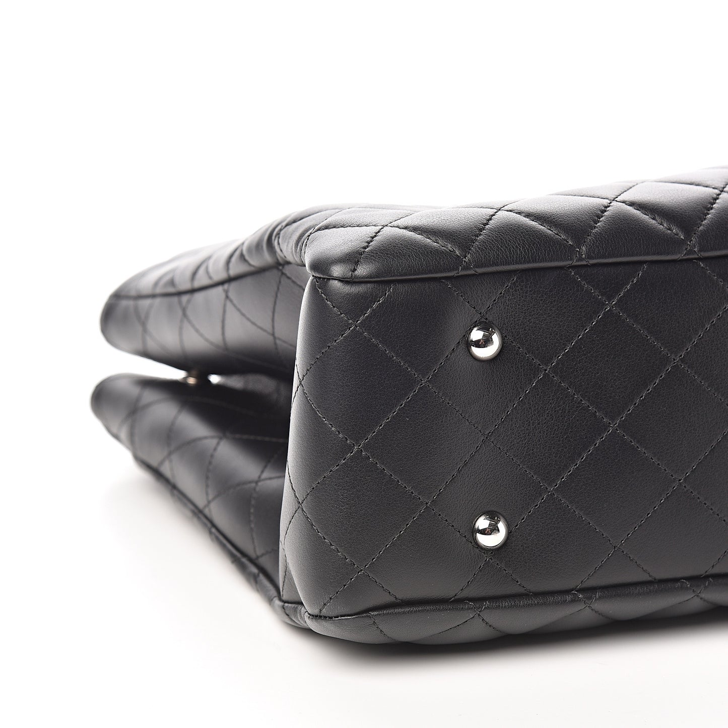 Calfskin Quilted Large Classic Shopping Tote Black