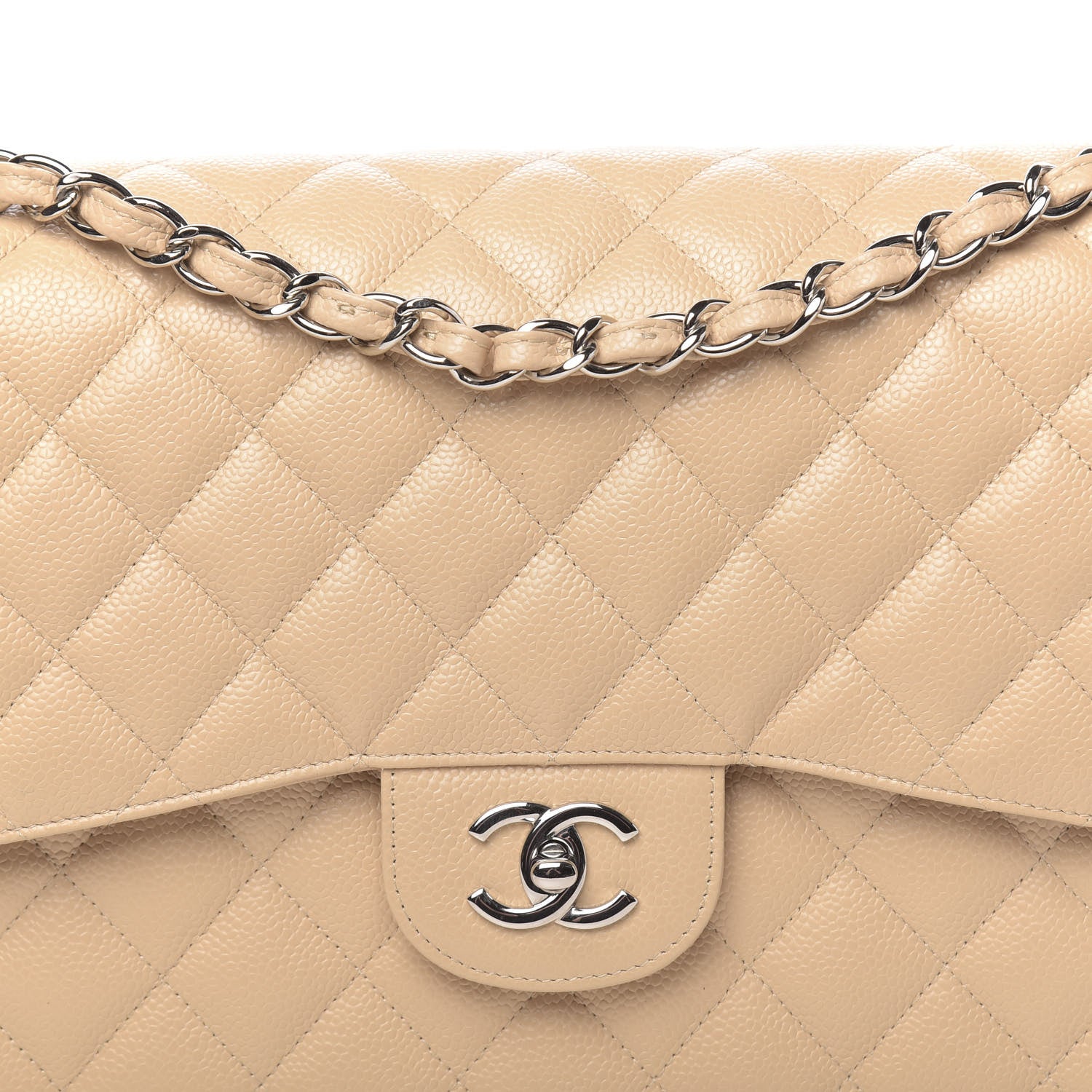 Chanel Caviar Quilted Jumbo Double Flap Beige Clair 10 of 11