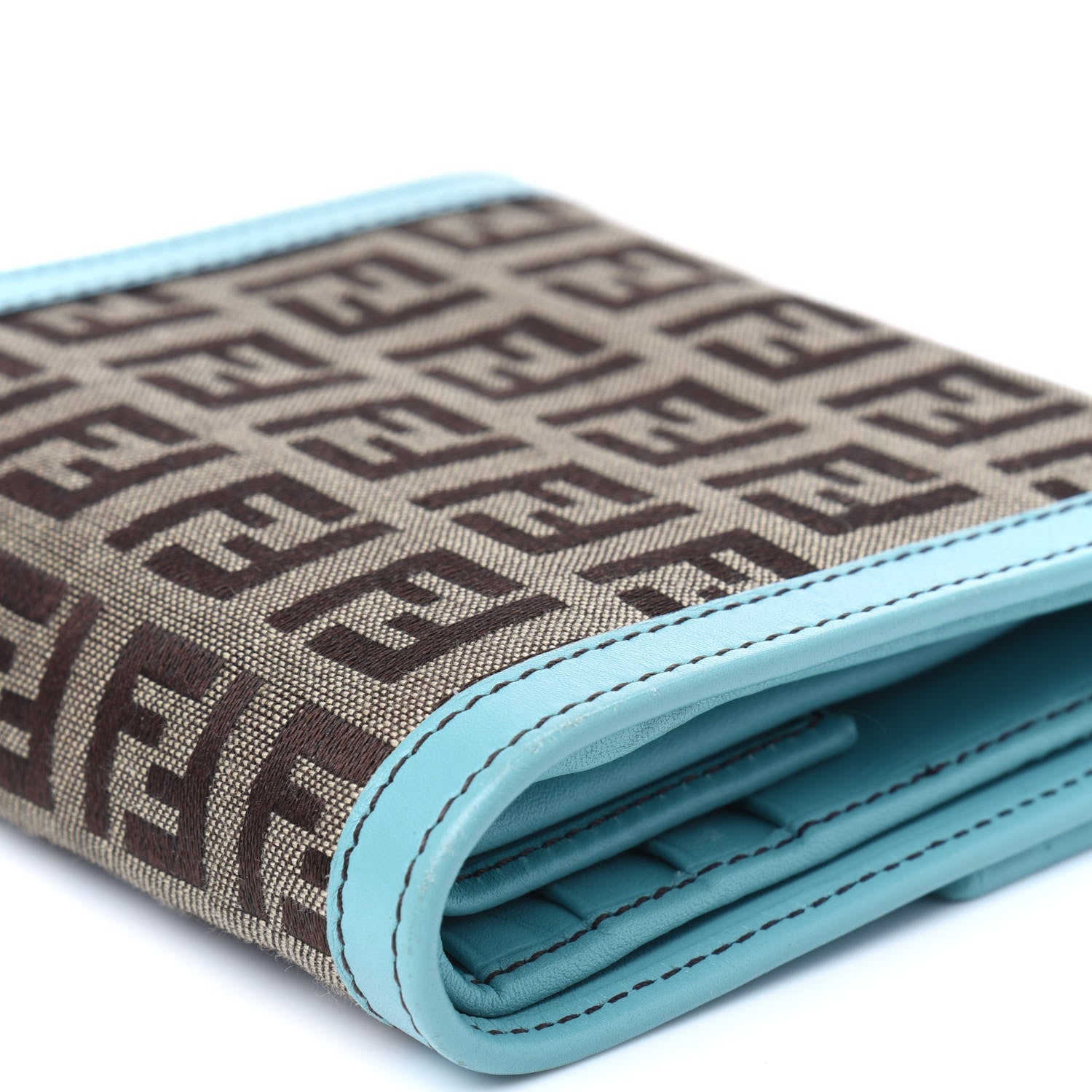 Fendi Zucchino Compact Wallet Brown Blue 15 of 18