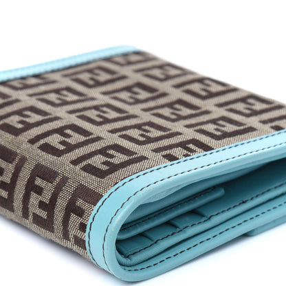Fendi Zucchino Compact Wallet Brown Blue 15 of 18