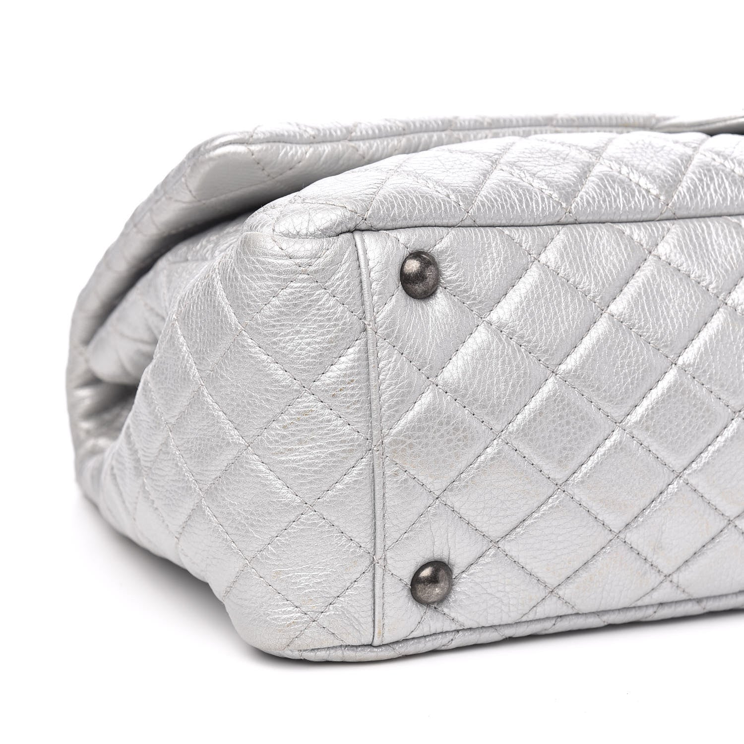 Chanel Metallic Calfskin Quilted XXL Travel Flap Bag Silver 8 of 10