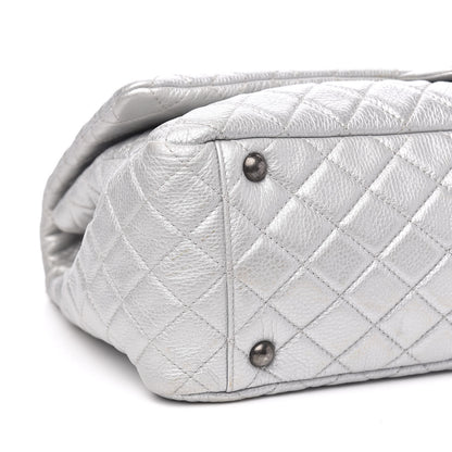 Chanel Metallic Calfskin Quilted XXL Travel Flap Bag Silver 8 of 10