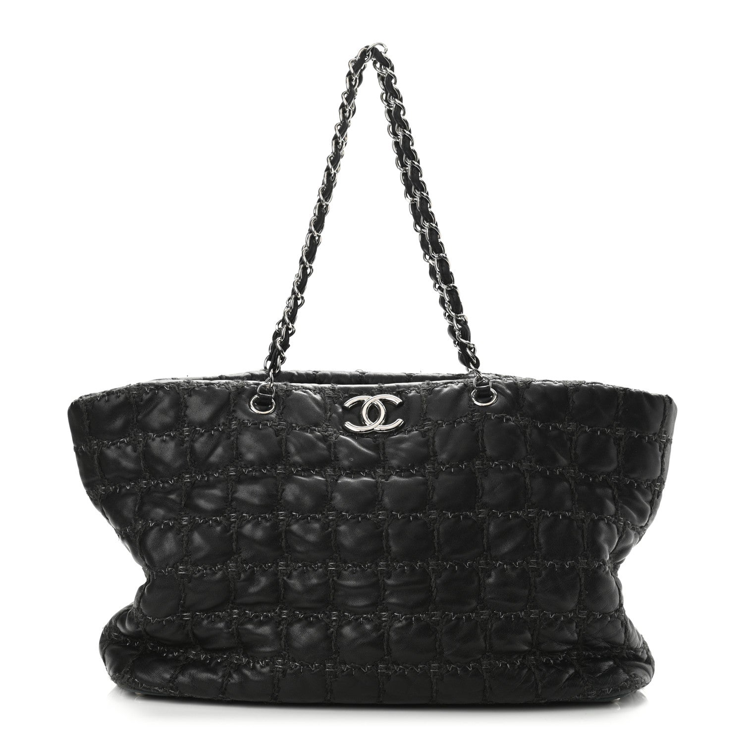 Chanel Lambskin Tweed Double Stitch Tote Black 1 of 10