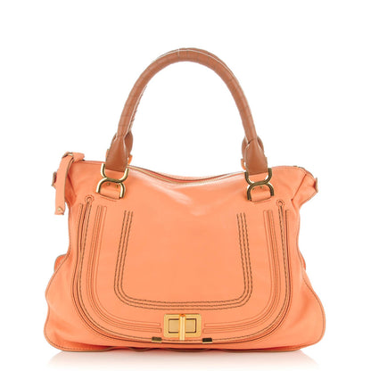 Chloe Calfskin Large Marcie Lock Satchel Peach Pink 1 of 8