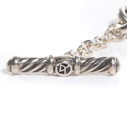 David Yurman Sterling Silver Figaro Necklace w Silver 18k Gold Diamond Peridot 20mm Albion Pendant 4 of 6