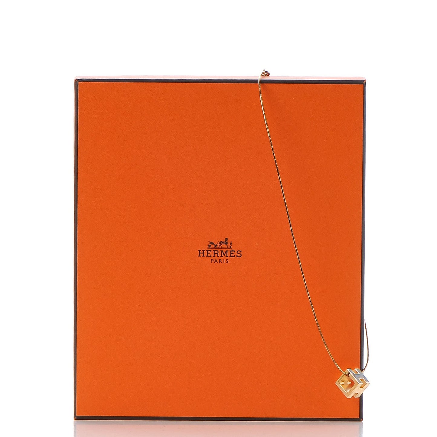 Gold Lacquered Cage d'H Pendant Necklace Black