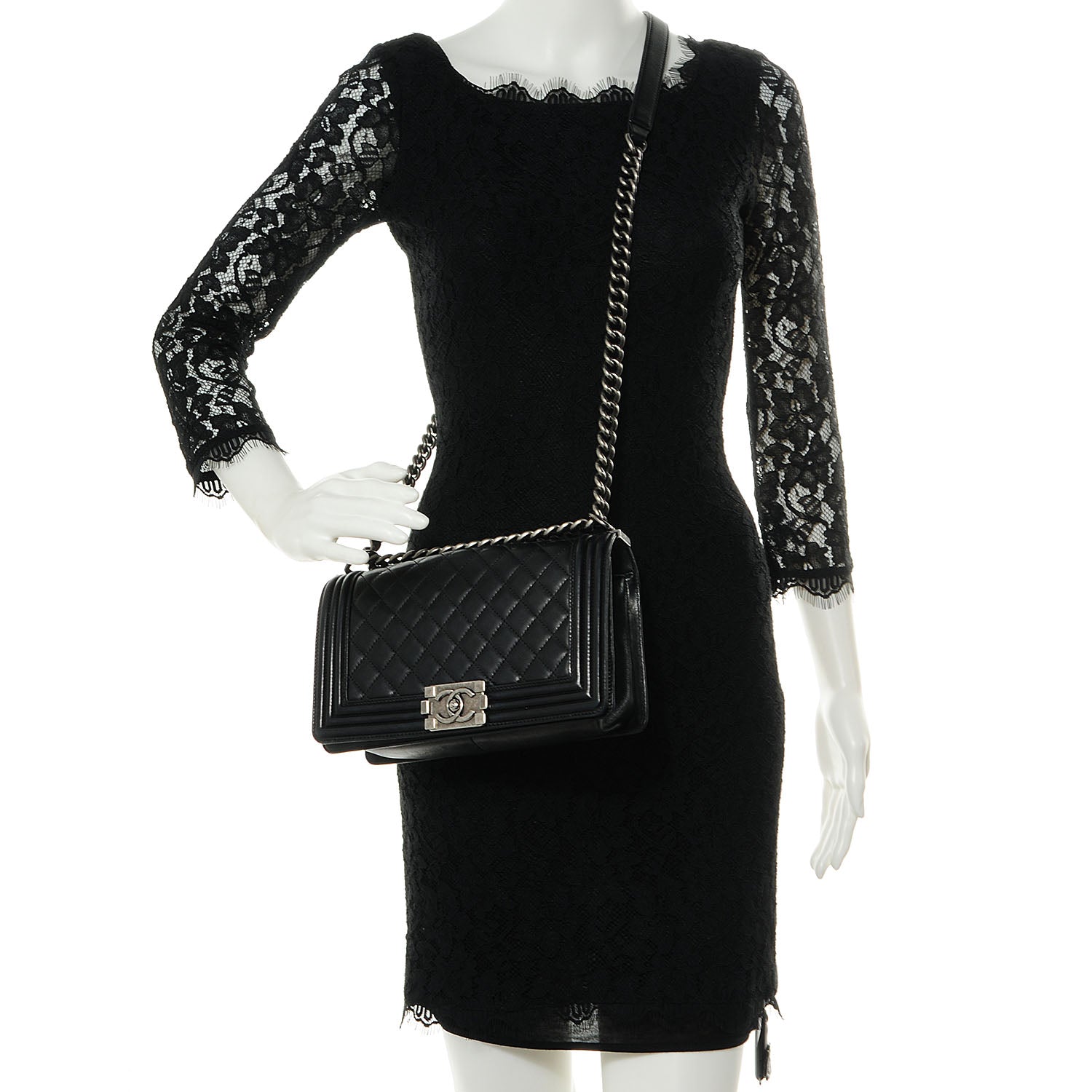 Chanel Lambskin Quilted Medium Boy Flap Black 2 of 8