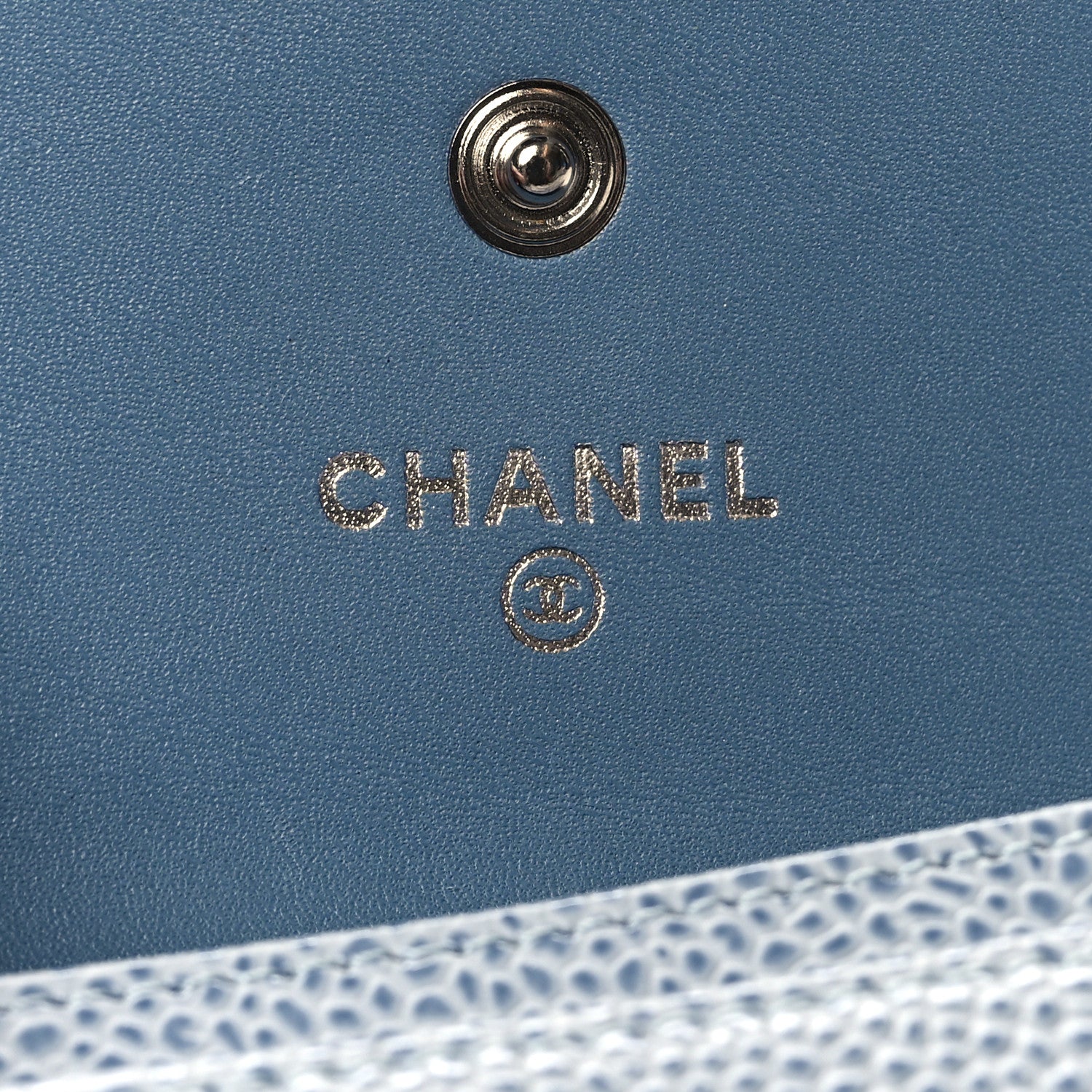 Chanel Caviar Timeless CC Card Holder Light Blue 6 of 9