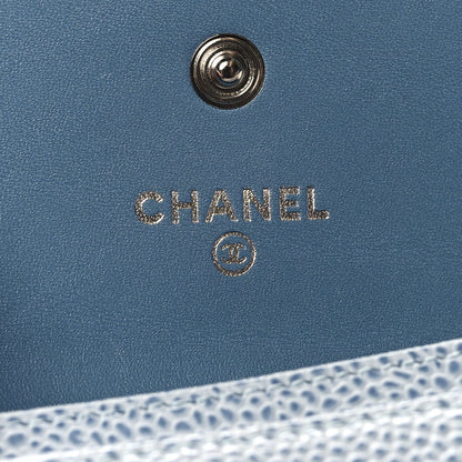Chanel Caviar Timeless CC Card Holder Light Blue 6 of 9