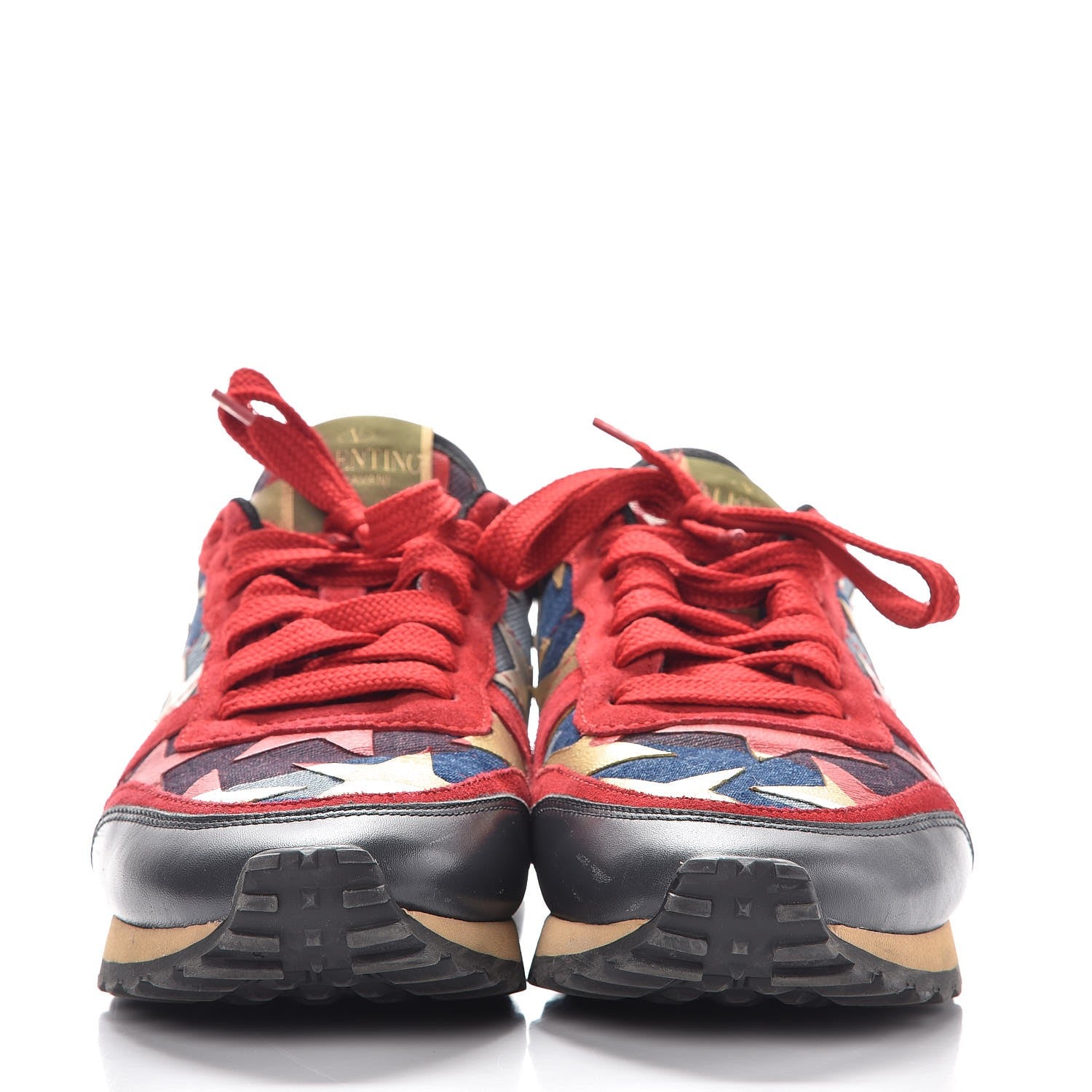 Valentino Garavani Suede Denim Camustars Womens Rockrunner Sneakers 38 Blue Red 2 of 12