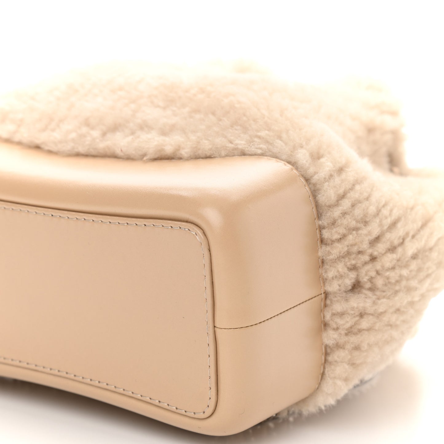 Shearling Small Gabrielle Backpack Dark Beige