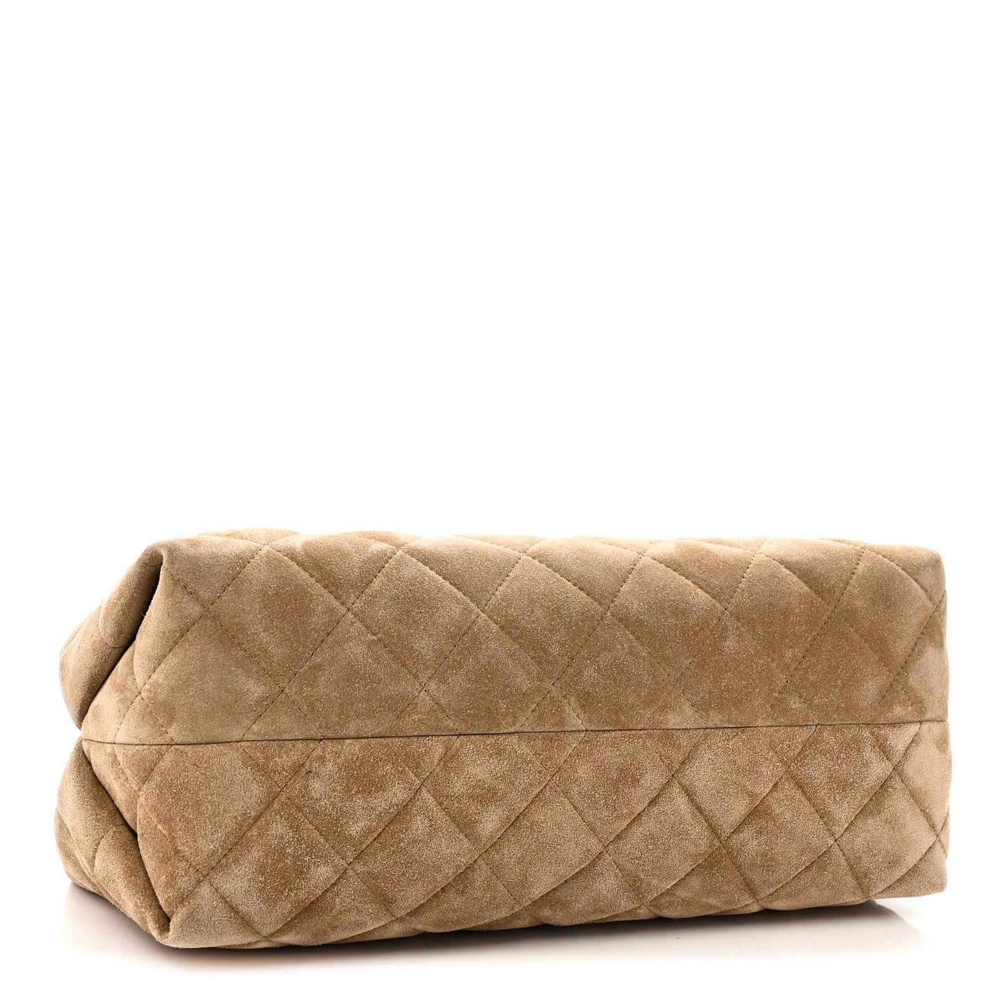 Suede Clutch With Chain Dark Beige