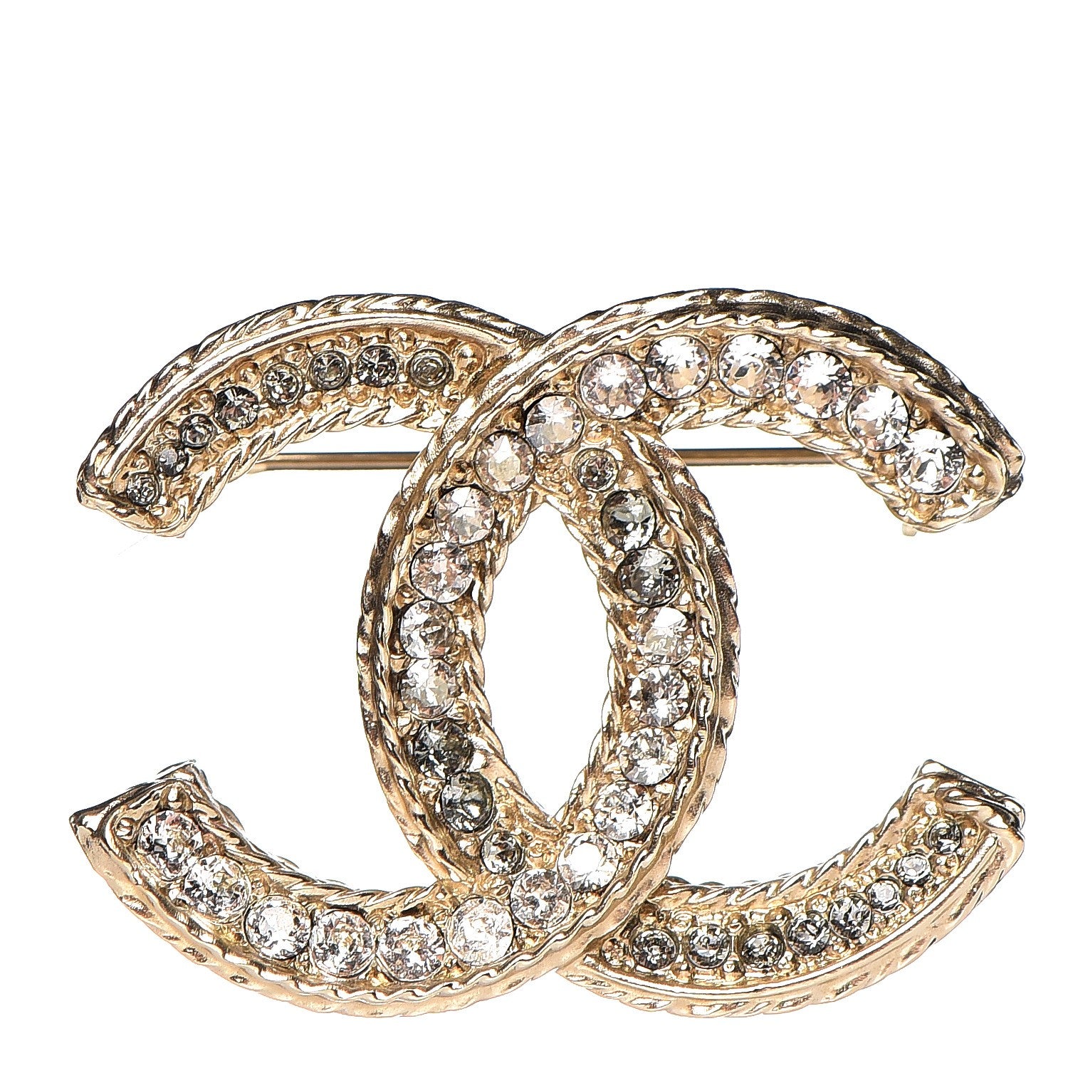 Chanel Crystal CC Brooch Light Gold 1 of 4