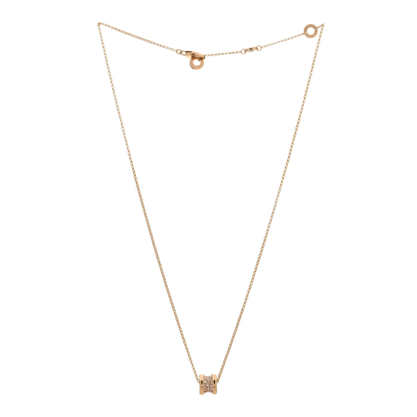18K Rose Gold Diamond Small B.Zero1 Pave Pendant Necklace