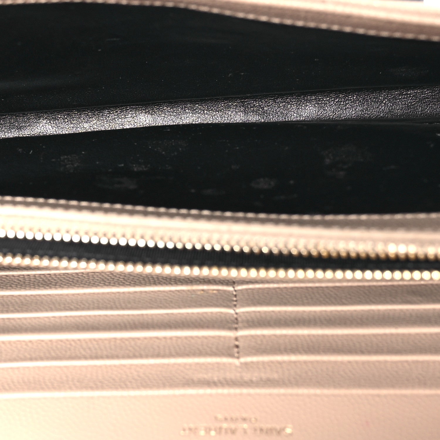 Saint Laurent Grain De Poudre Matelasse Chevron Monogram Chain Wallet Dark Beige 5 of 10