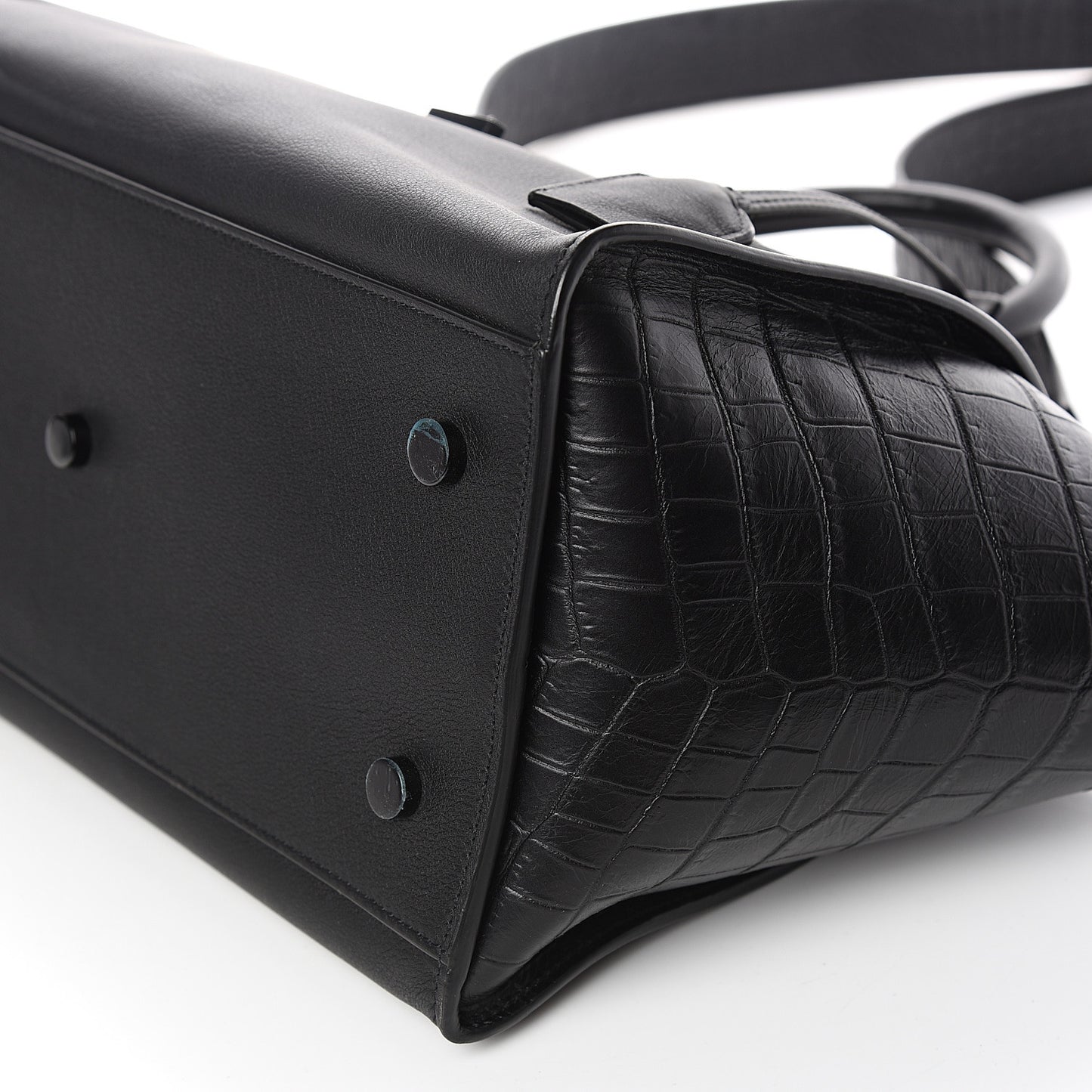 Smooth Calfskin Crocodile Embossed Small Monogram Downtown Cabas Black