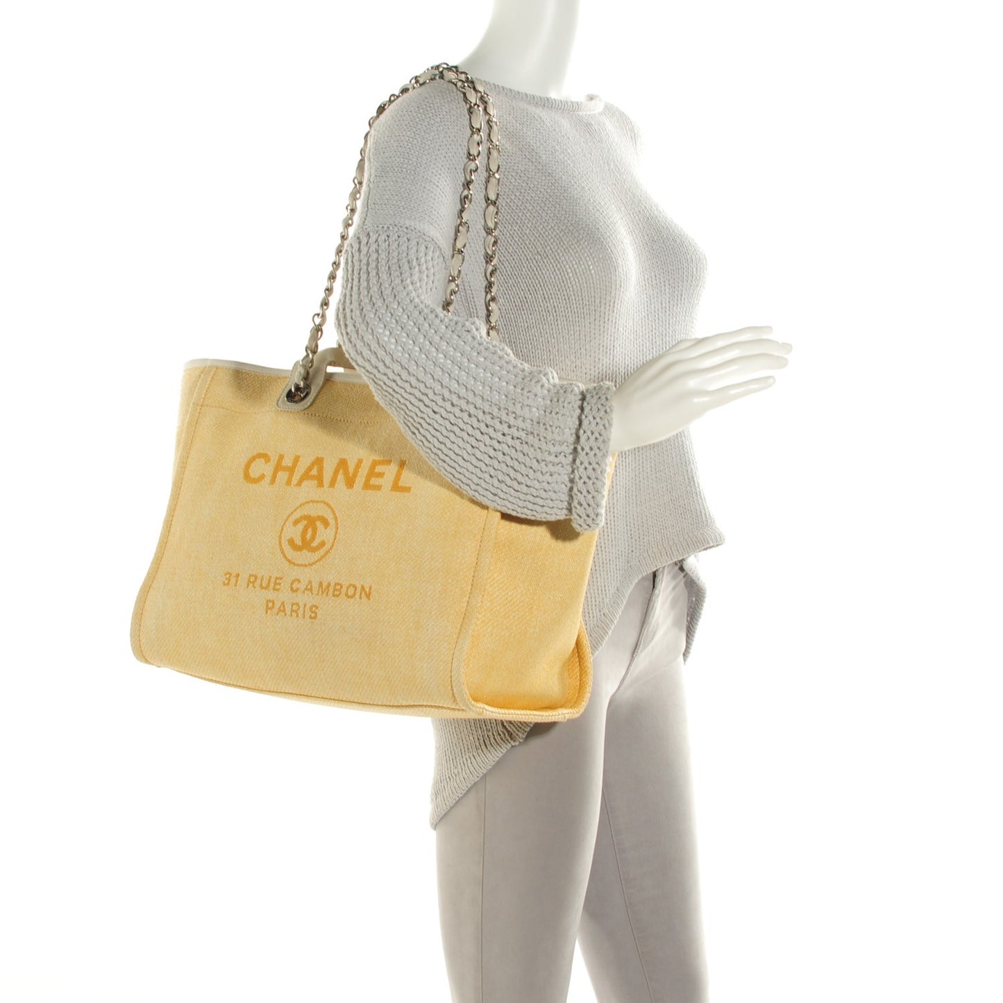 Woven Straw Raffia Large Deauville Tote Yellow