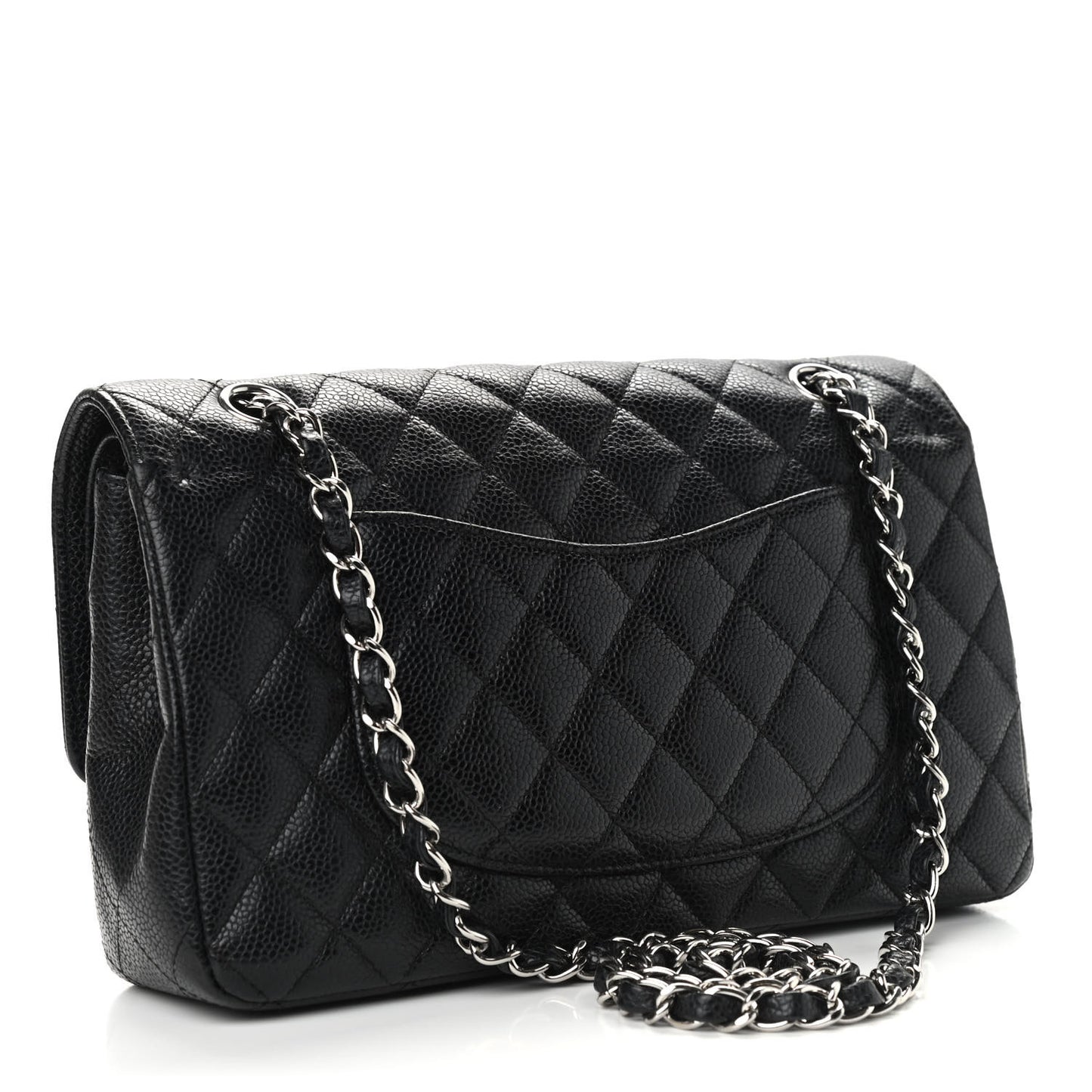 Caviar Quilted Medium Double Flap Black