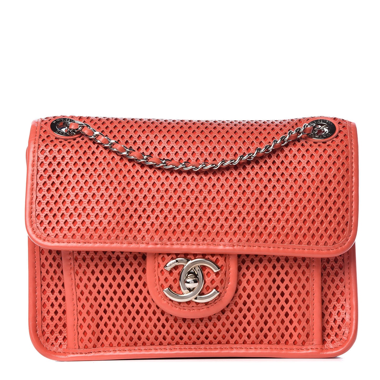 Perforated Calfskin Small Up In The Air Flap Red