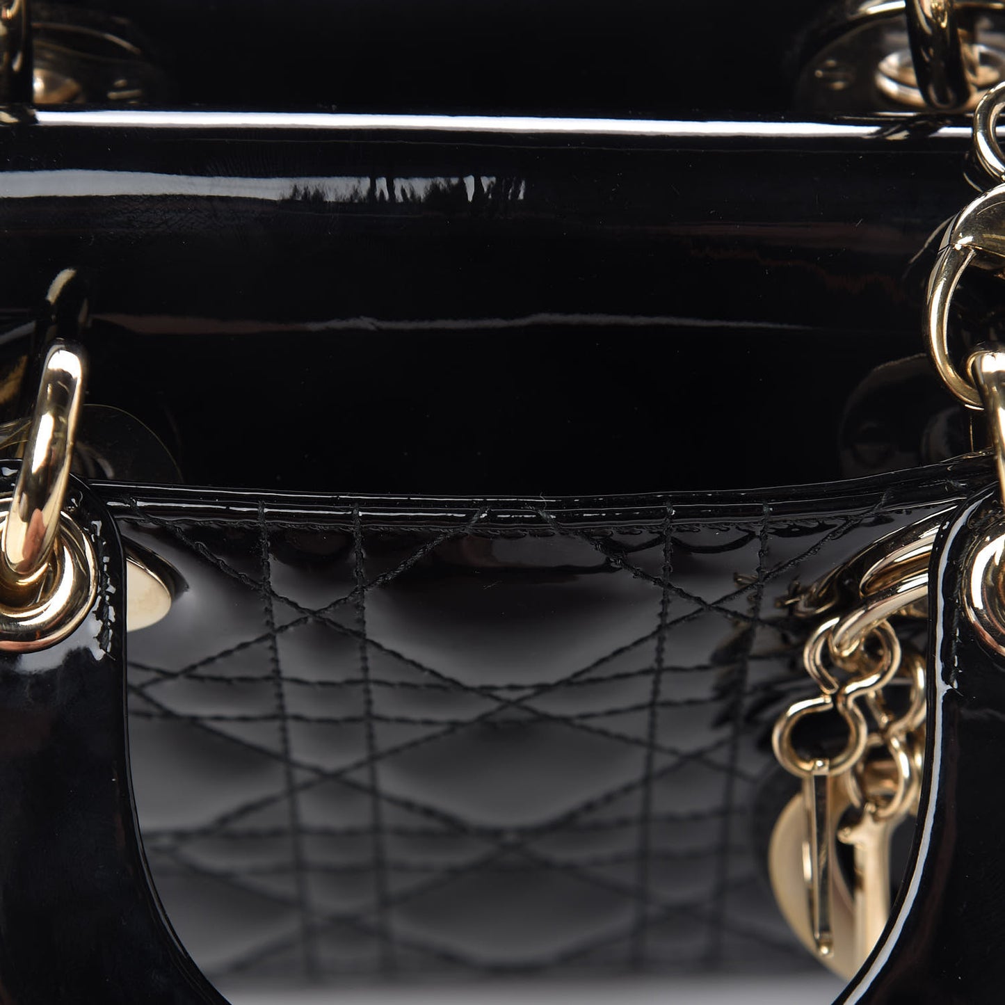 Patent Cannage Mini Lady Dior Black