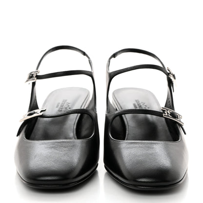 Hermes Goatskin Jackie 50 Pumps 38 Black 2 of 8