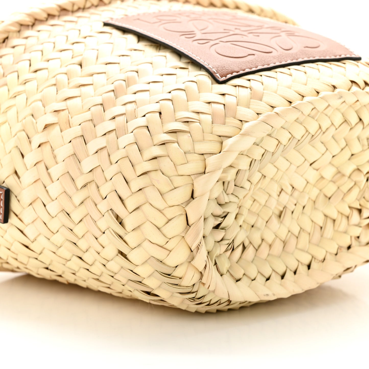 Leaf Palm Calfskin Mini Drawstring Bucket Bag Natural Tan