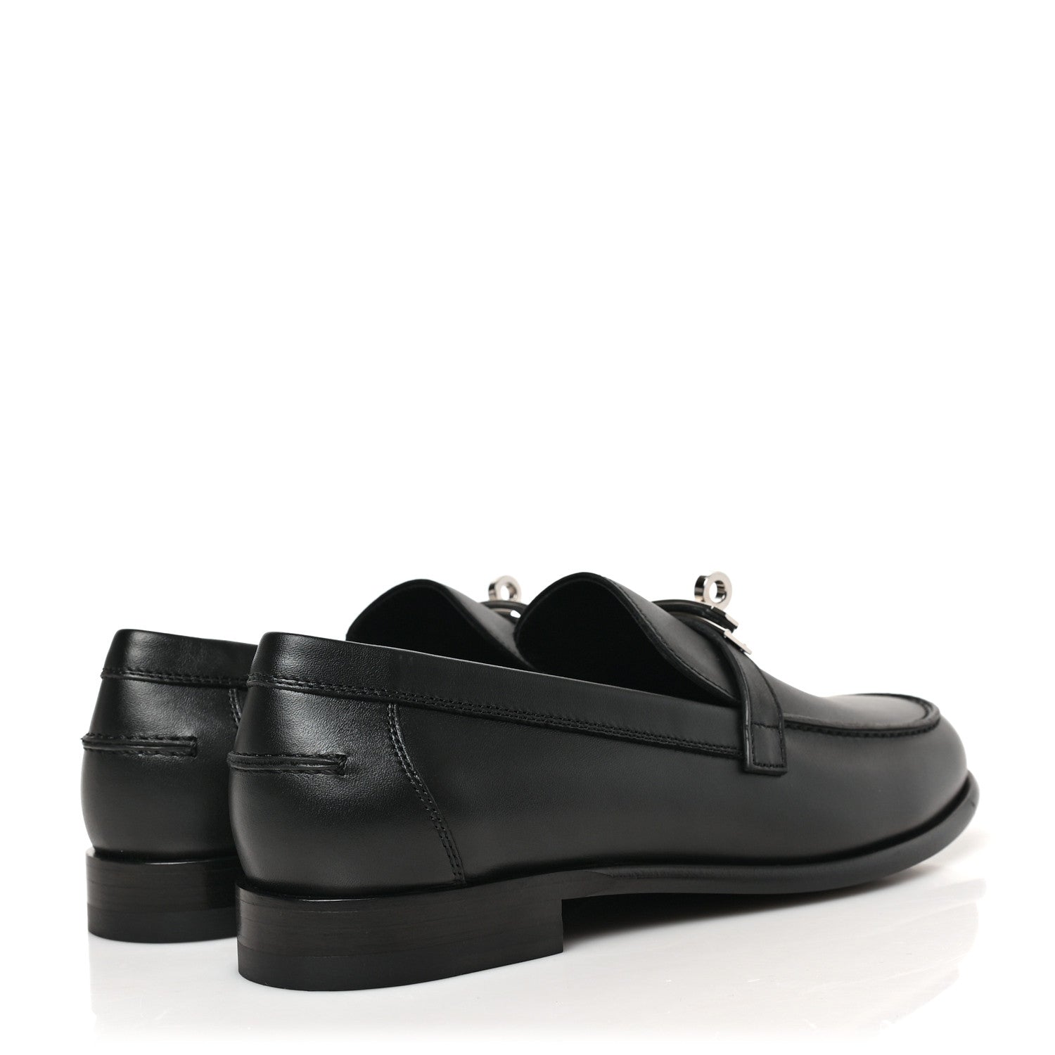 Hermes Calfskin Womens Destin Loafer 37.5 Black 4 of 8