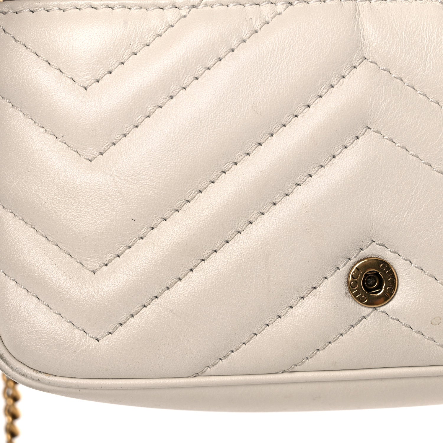 Gucci Calfskin Matelasse Super Mini GG Marmont Shoulder Bag White 12 of 19