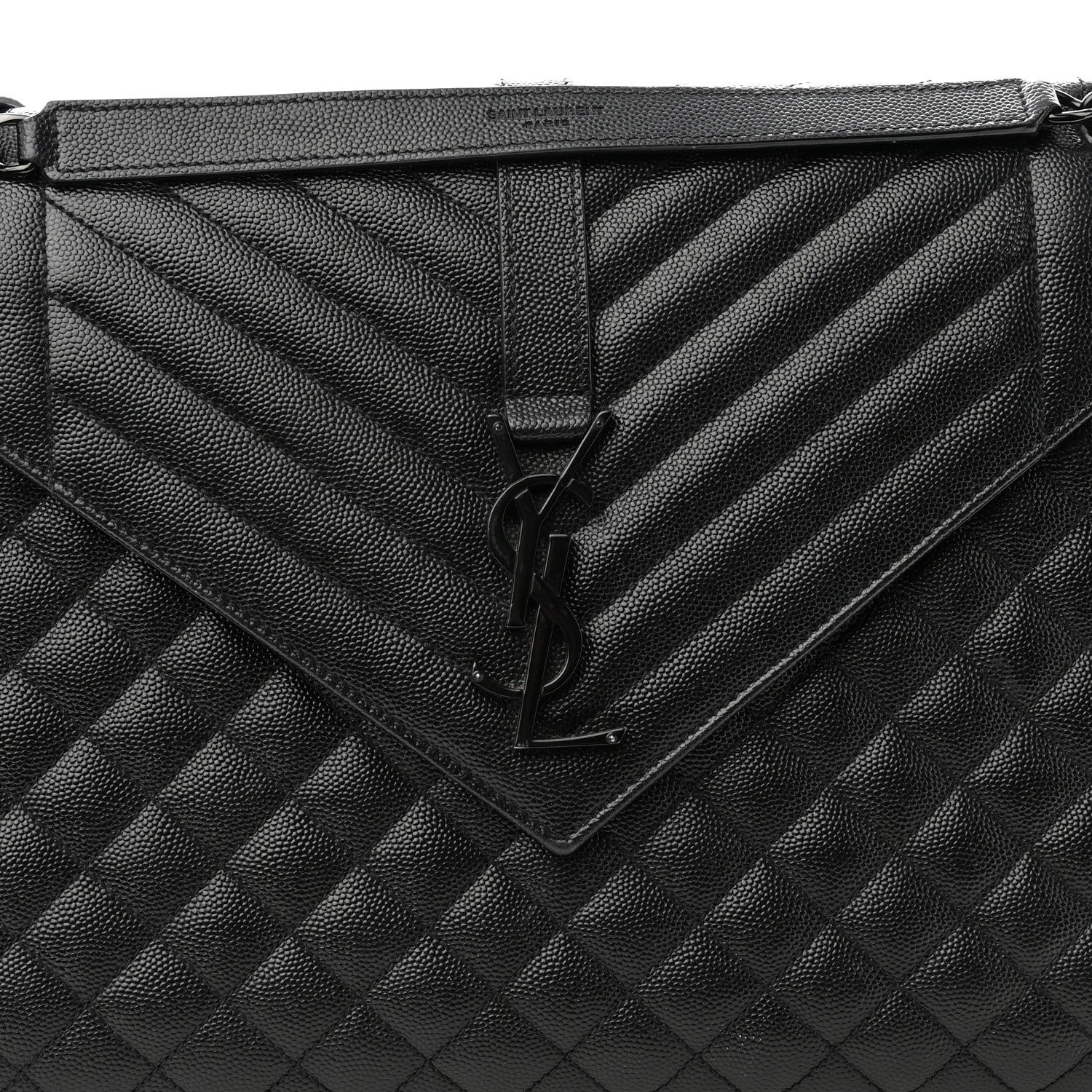 Saint Laurent Grain De Poudre Textured Mixed Matelasse Large Triquilt Monogram Monochrome Satchel Black 8 of 10