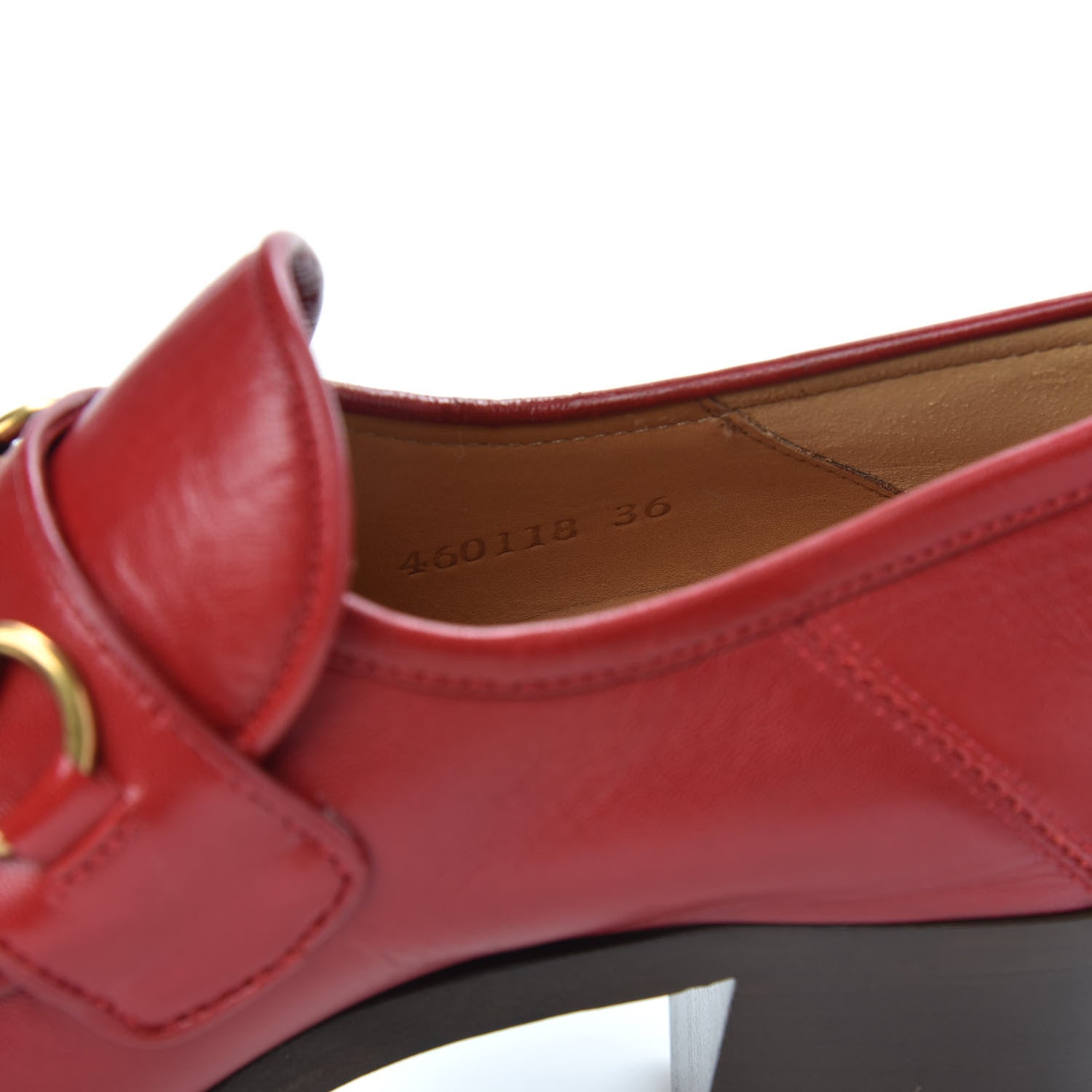 Gucci Malaga Kid Horsebit Loafer Pumps 36 Hibiscus Red 8 of 9