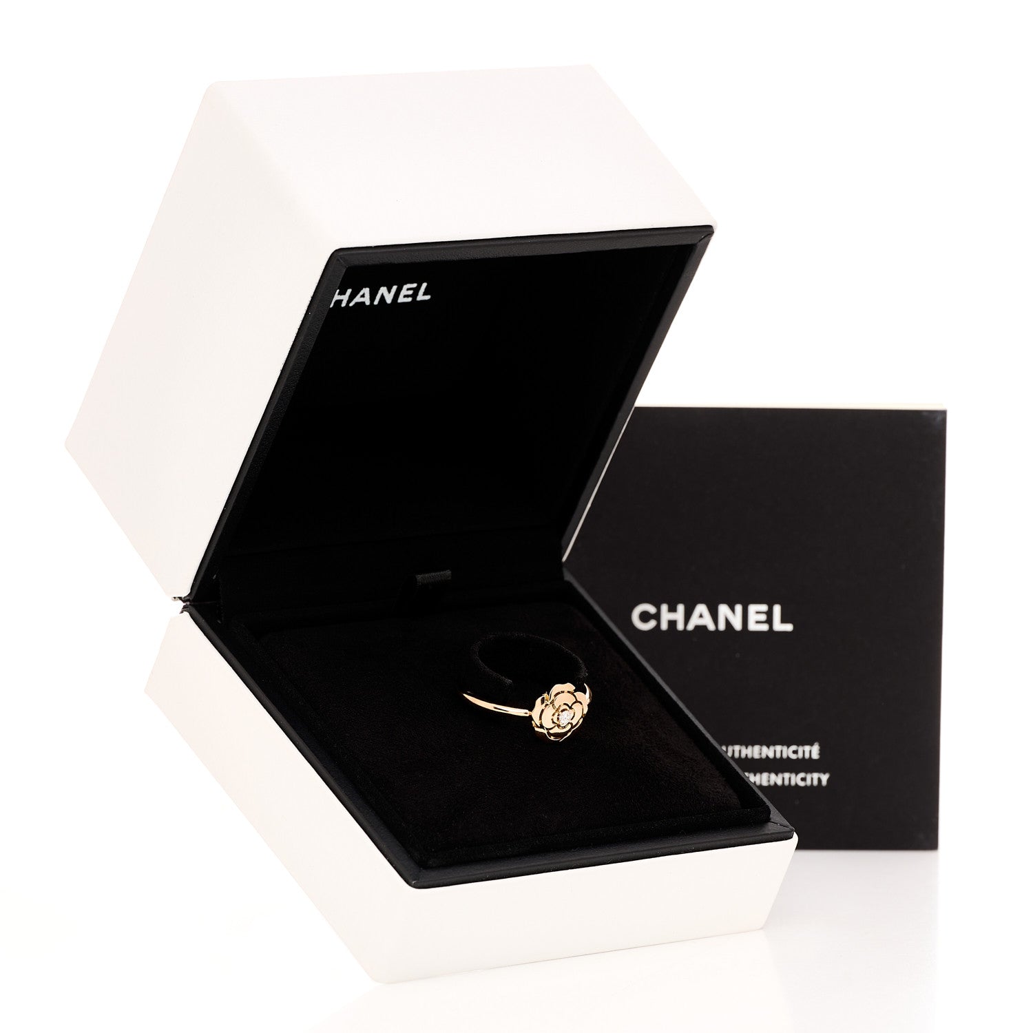 Chanel 18K Rose Gold Diamond Extrait de Camelia Ring 64 10.75 6 of 6
