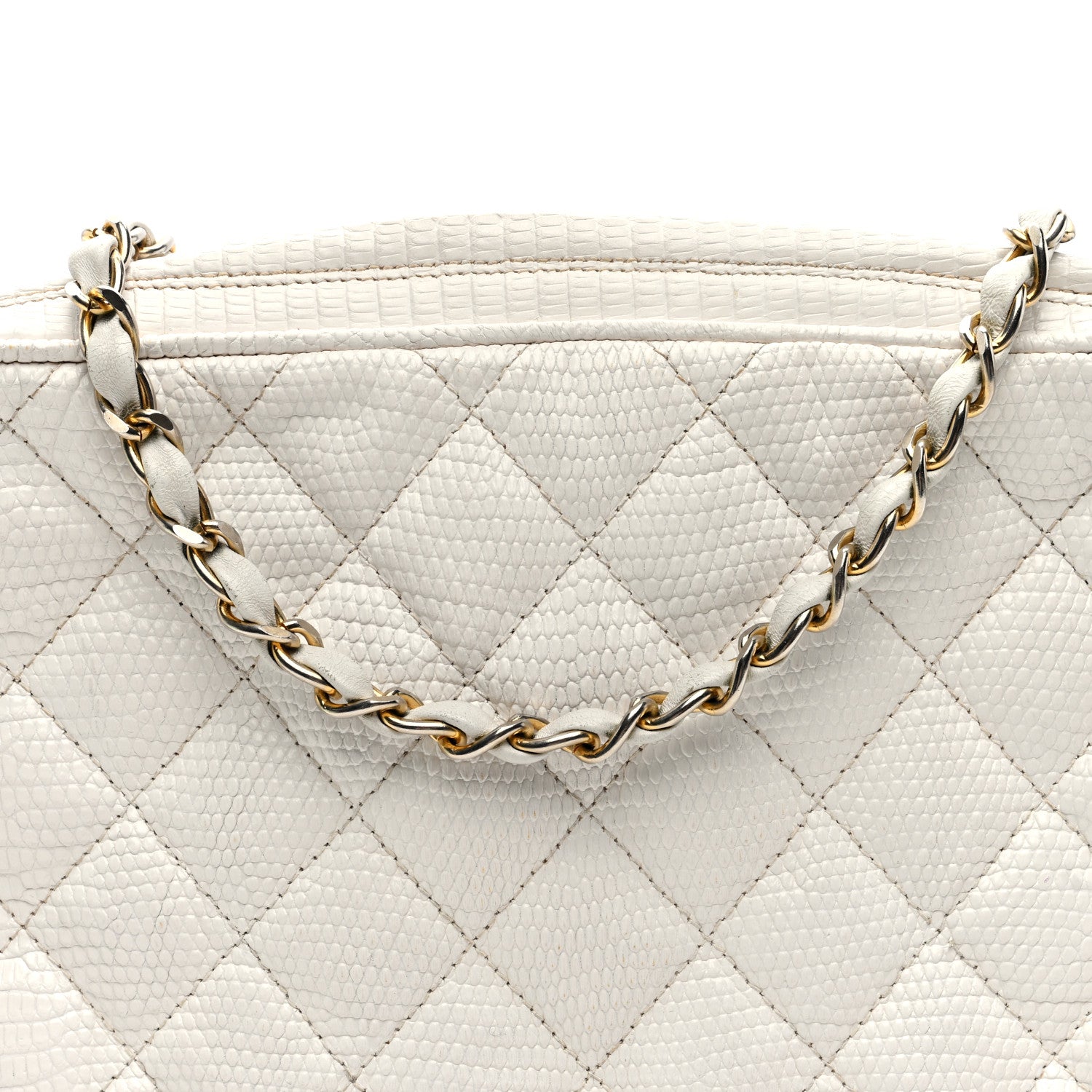 Chanel Lizard Quilted Small Tassel Camera Case White 8 of 11