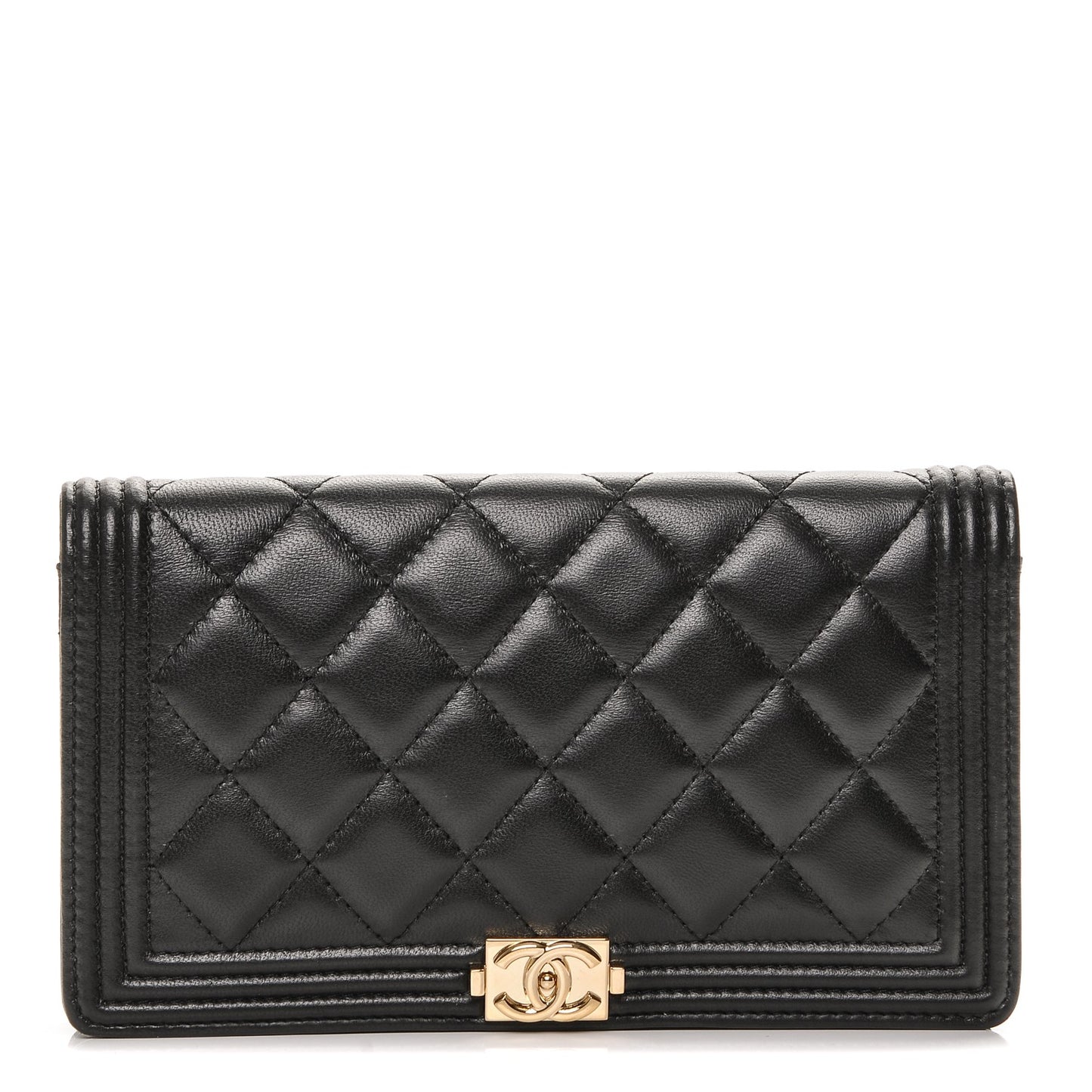 Lambskin Quilted Boy Yen Wallet Black