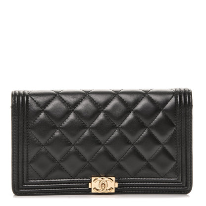 Chanel Lambskin Quilted Boy Yen Wallet Black 1 of 7