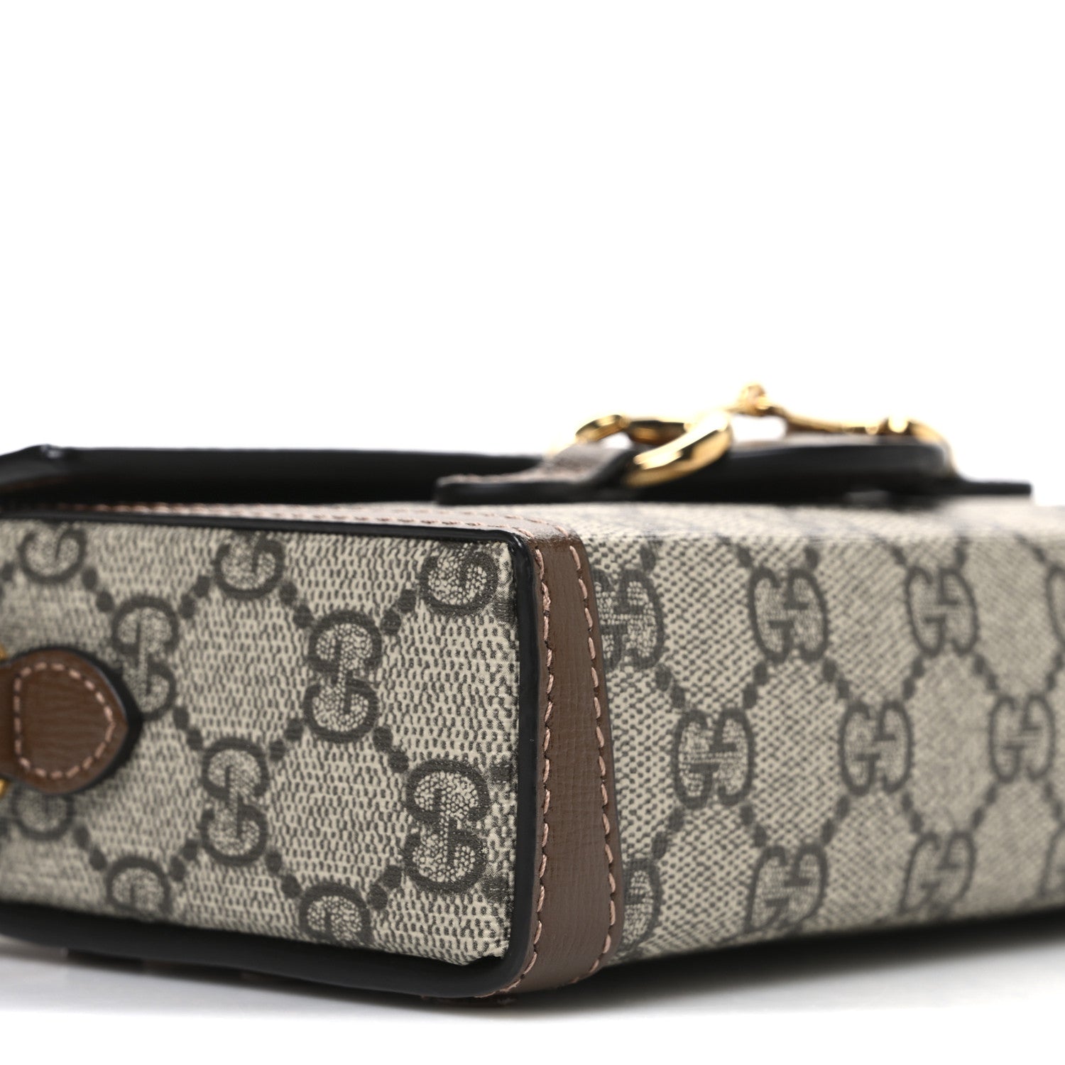 Gucci GG Supreme Monogram Mini Horsebit 1955 Shoulder Bag Beige Brown Sugar 9 of 10