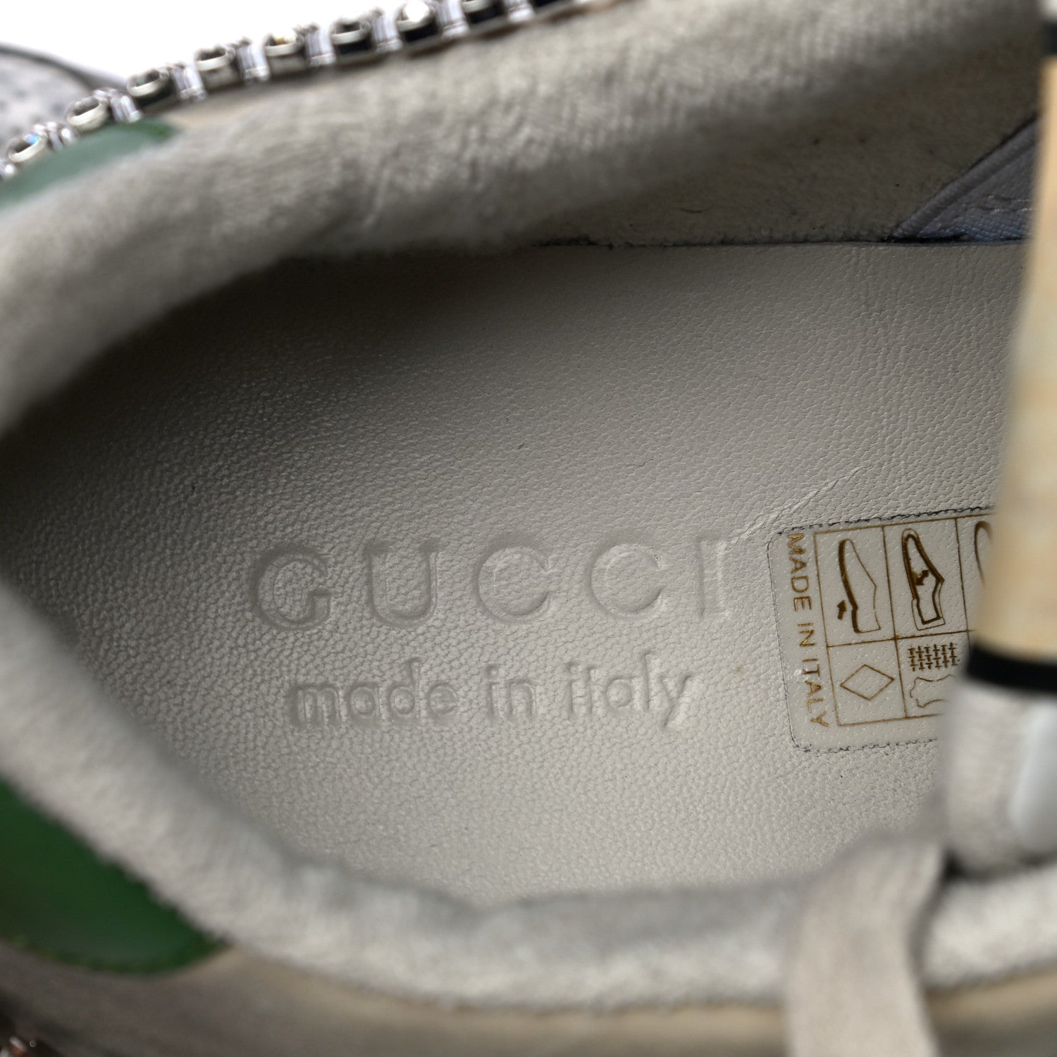 Gucci Nubuck Calfskin Web Removable Crystals Mens Screener Sneakers 9 Dusty Milk New Mystic White 20 of 27