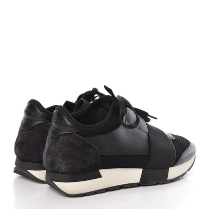 Balenciaga Mesh Calfskin Neoprene Suede Womens Race Runner Sneakers 37 Black 4 of 10