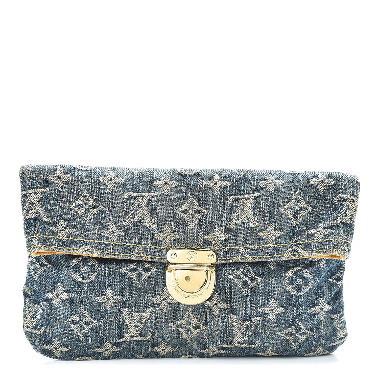 Louis Vuitton Monogram Denim Pochette Plat Clutch Blue 1 of 13