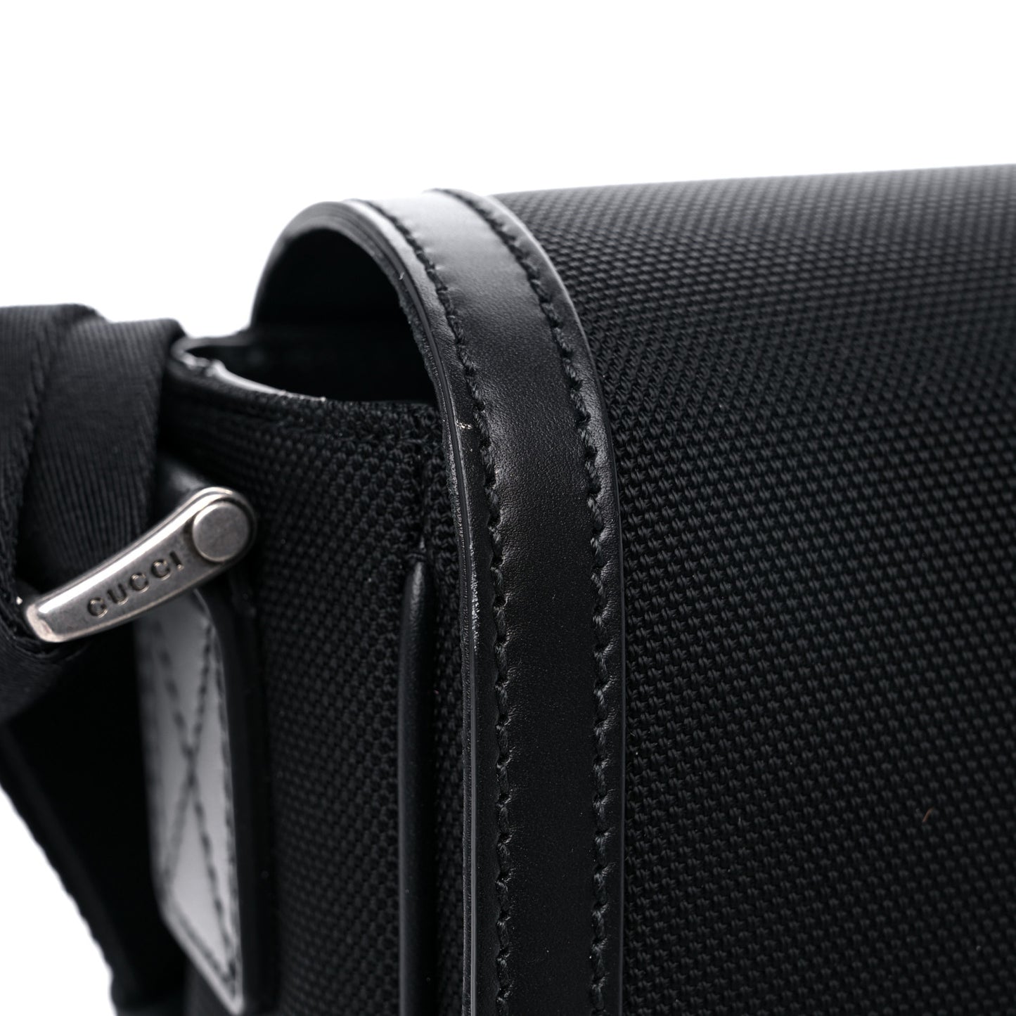 Techno Canvas Web Flap Messenger Bag Black